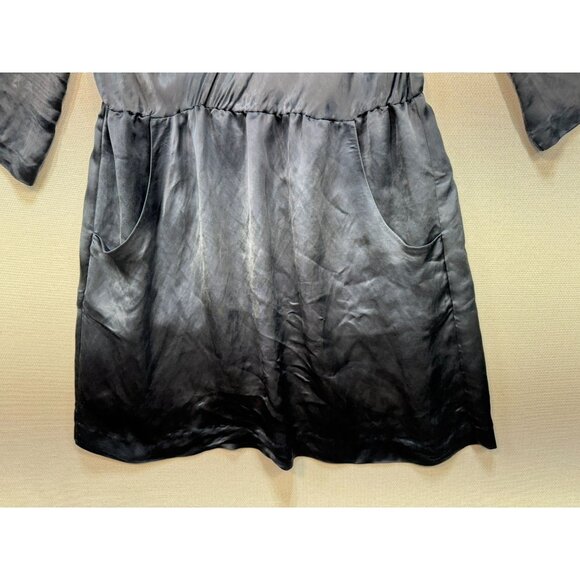 Vintage Theory Womens Cowl Neck Satin Mini Dress Size 4 Slate Gray 3/4 Sleeve - Picture 8 of 11